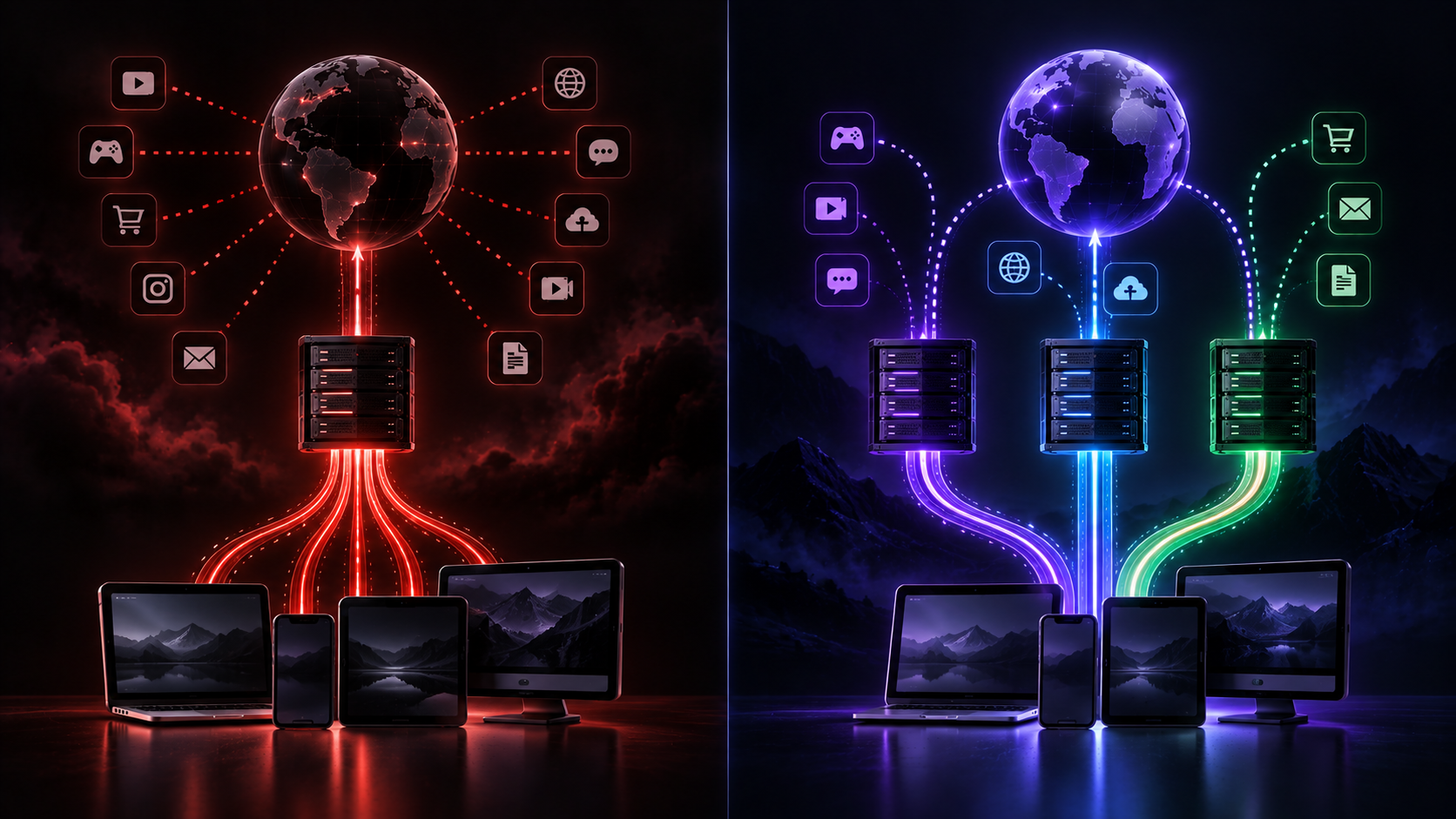 Сравнение функций VPN, ускорителя интернета и умной маршрутизации